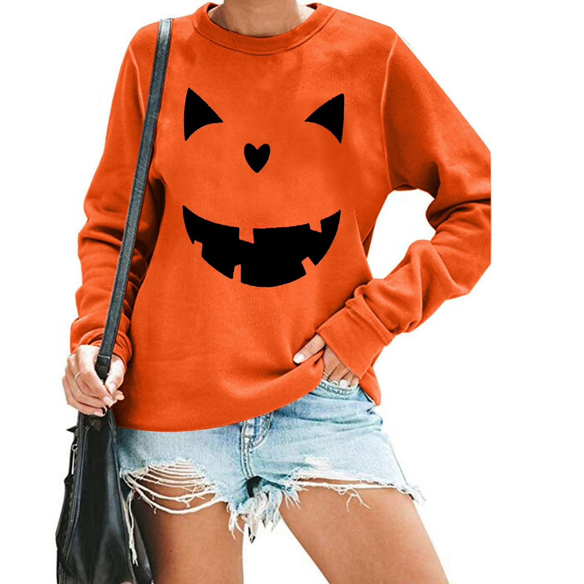 Polera Manga Larga Con Cara De Calabaza Para Mujer, Jersey Casual Ligero Kimsoong (talla Xxl)