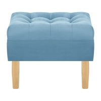 Bodevir - Pouf Wood 1C Felpa 05 Azul Petroleo