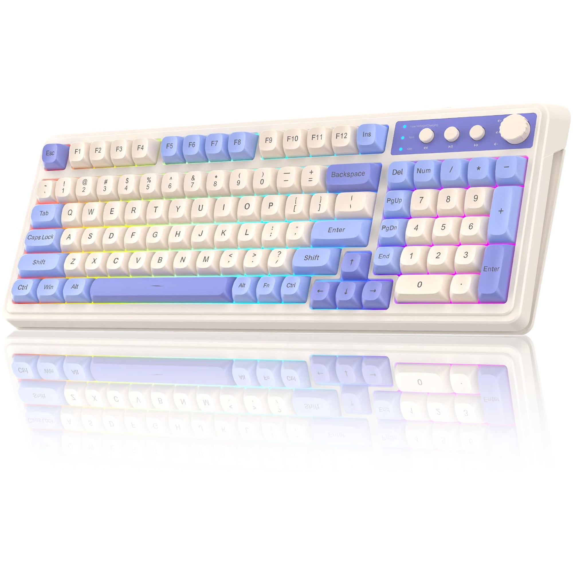 Teclado Aula De 99 Teclas Trimodo Bluetooth/2.4 Ghz/usb-c Morado