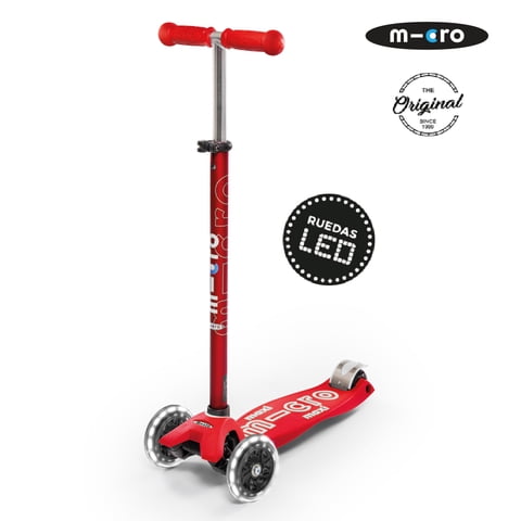 Scooter Micro Maxi Deluxe Led Rojo