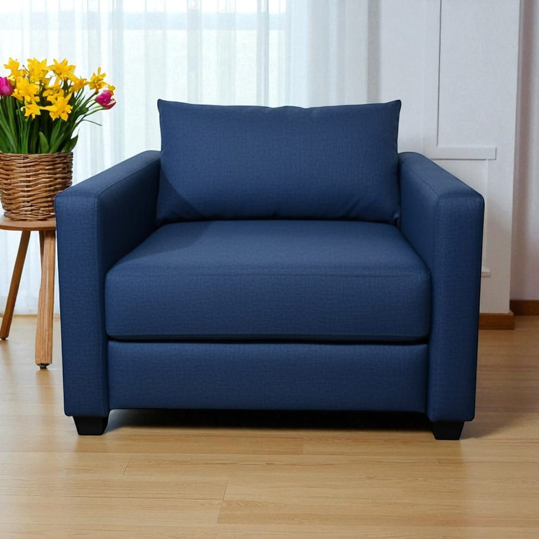 Diseños Valestrini - Sofa Cama Multifuncional Un Cuerpo Lino Azul