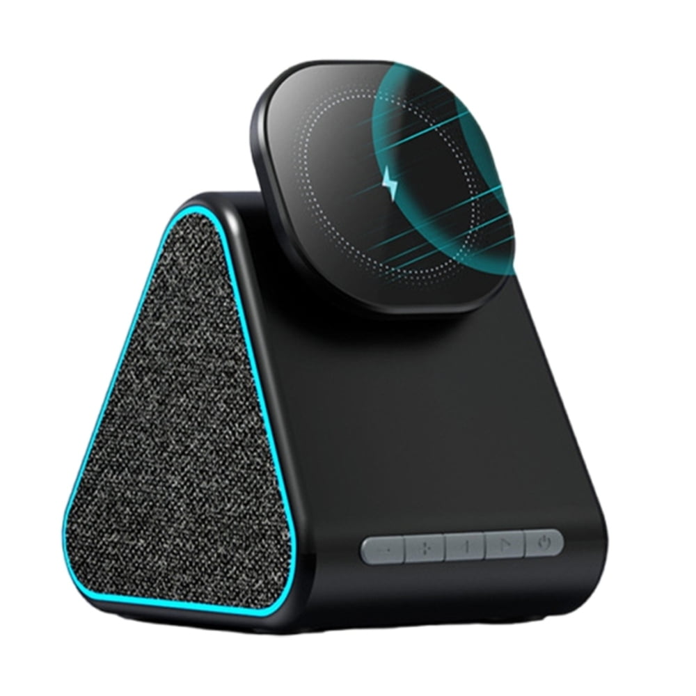 Genérico - Soporte De Carga Magnético Inalámbrico Para Iphone 15 14 13 Soporte De Teléfono Giratorio Ajustable Con Altavoz Y Luz Led-negro