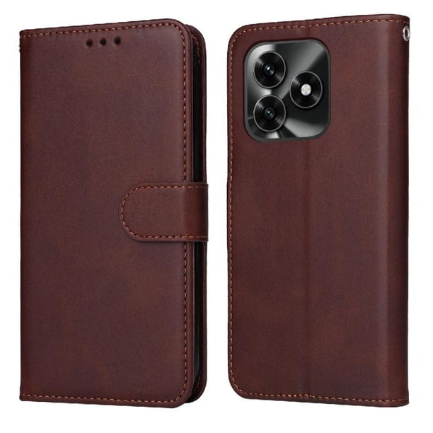 Funda Billetera para Honor X5C Plus con Porta Tarjetas y Soporte Ajustable Marrón