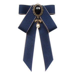 Magideal - Broche De Cinta Con Pajarita, Corbata Para Mujer, Pajarita Preatada, Broche Con Lazo, Corbata Para Camisa, Corbata Para Uniforme, Accesorios De Ropa Azul Oscuro