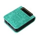 thumbnail image 4 of Funda tipo cartera FOXDOCK para Samsung Galaxy Z Flip 4 , diseño girasol en relieve, cuero PU, cierre magnético, soporte y tarjetero, 4 of 5
