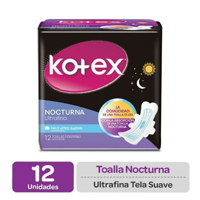 Toallas Higiénicas Nocturna Ultrafina Suave 12 Un Kotex