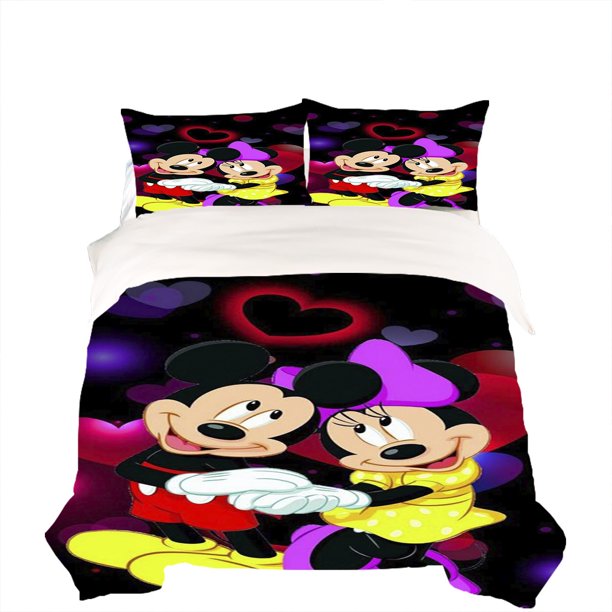 2/3 Piece Mickey Minnie Pattern Bedding Set Children's Room Decoration Single Bed Double Bed Queen Bed Multiple Sizes Gift Bed Sheets