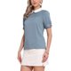 thumbnail image 4 of INSPIRE CHIC Blusa Vintage de Mujer con Cuello Peter Pan en Contraste y Mangas Cortas Abullonadas L Gris Azul, 4 of 6