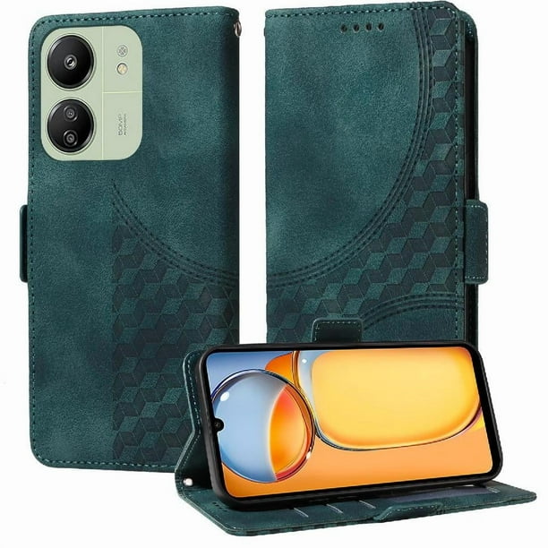 Carcasa FOXDOCK Xiaomi Redmi 13C 5G de cuero PU, diseño acolchado clásico, protección contra caídas y rayones