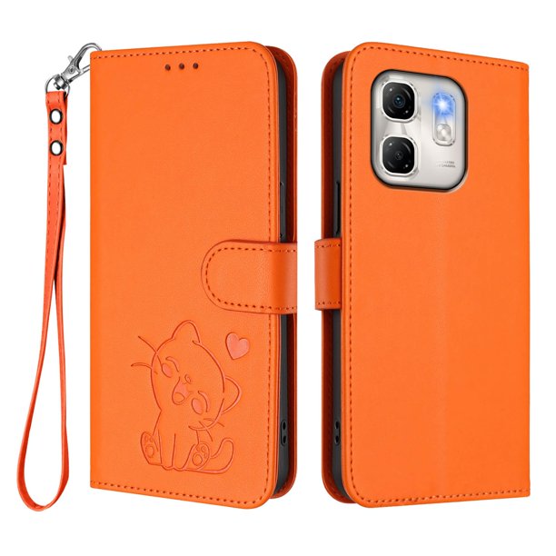 Infinix Hot 50i 4G Funda Billetera de Gato, Naranja