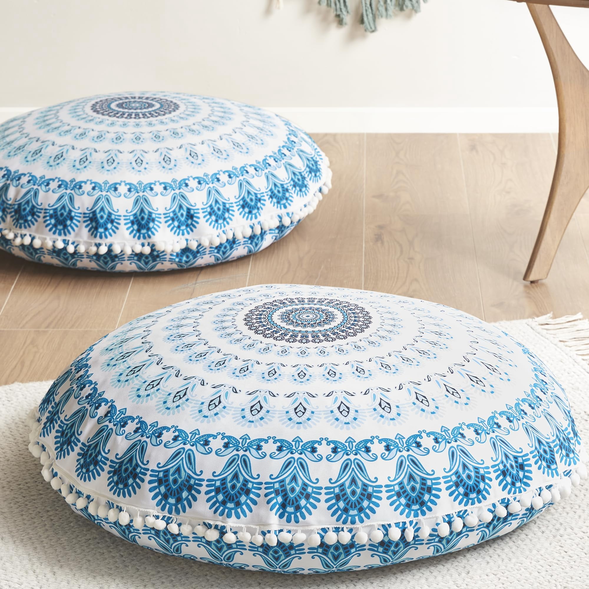 Juego De Almohadas De Suelo Codi Meditation Round Large Aqua (paquete De 2)