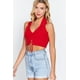 thumbnail image 1 of Suéter de Punto Corto con Cuello Halter Fruncido, Rojo Brillante, Talla S, 1 of 5