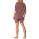 thumbnail image 3 of INSPIRE CHIC Conjunto de chándal de punto acanalado suave para mujer, camiseta de manga corta, pantalones cortos, ropa de estar, ropa de dormir XS Rojo oscuro, 3 of 6