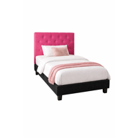 Maranatha - Cama 1 Plaza Y Media Fucsia Con Colchón De Resortes + Respaldo | Set Completo