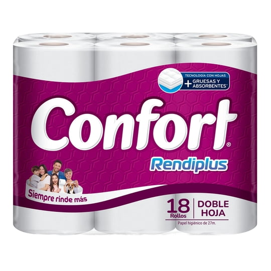 Papel Higiénico Rendiplus Doble Hoja 27 M. 18 Un Confort