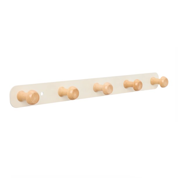 REGALWOVEN 1 Pcs Perchero de Pared, Gancho de Abrigo de Aleación de Aluminio y Madera, Perchero para Sombreros, Ganchos de Pared para Entrada, Baño, Dormitorio Blanco Leche 14.2*1.3in