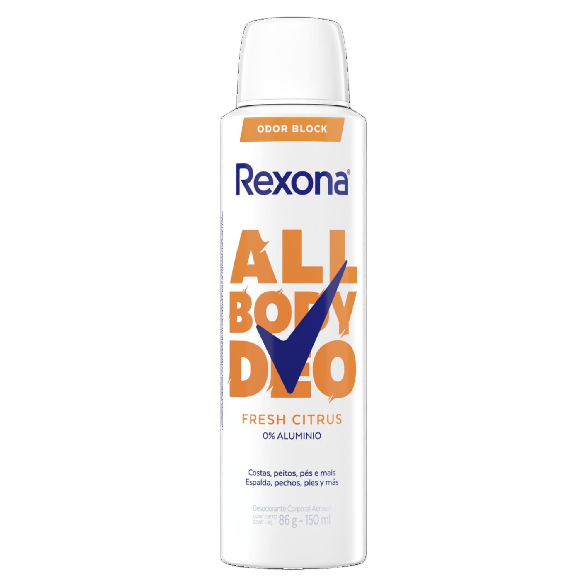 Desodorante Aerosol Rexona All Body Fresh Citrus Unisex, 150 ml