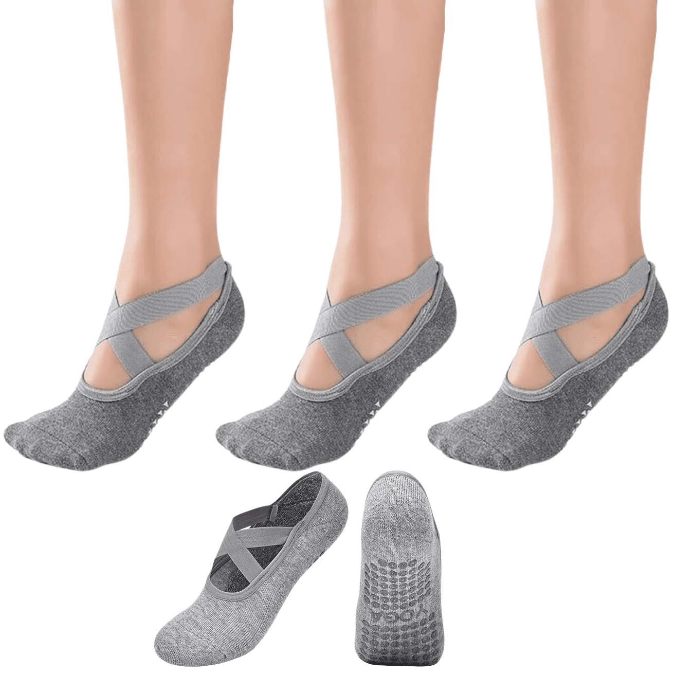 Telotenemos - Calcetines Antideslizantes Yoga Pilates Set 3 Pares