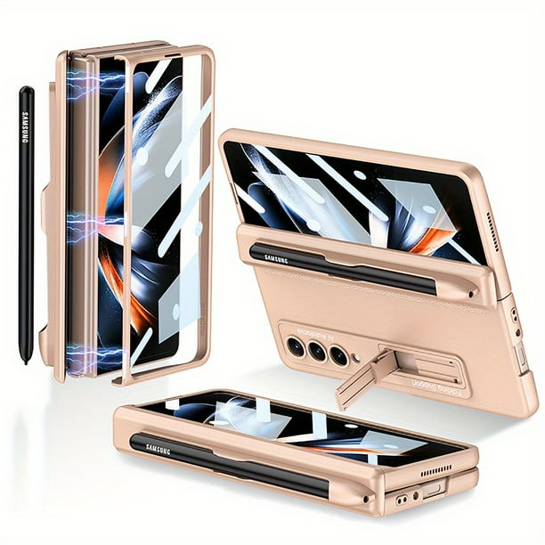 For Samsung FOLD4 5G Mobile Phone Case W23 Protective Case Folding Screen Full-package Anti-fall With Bracket With Pen Slot Case Film Integrated Lens Protection Matte Hard Case