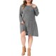 thumbnail image 1 of Vestido de Punto para Mujer de Talla Grande Agnes Orinda Cuello Redondo Manga Larga Decoración de Botón Casual Otoño Invierno Túnica Mini Vestidos con Bolsillos 4X Gris, 1 of 6