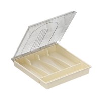 Magideal - Bandeja Para Cubiertos Bandeja Para Cubiertos Para Cajón Organizador De Cajones De Dormitorio Bandeja De Gran Capacidad Para Utensilios De Cocina Para Con Tapa Transparente
