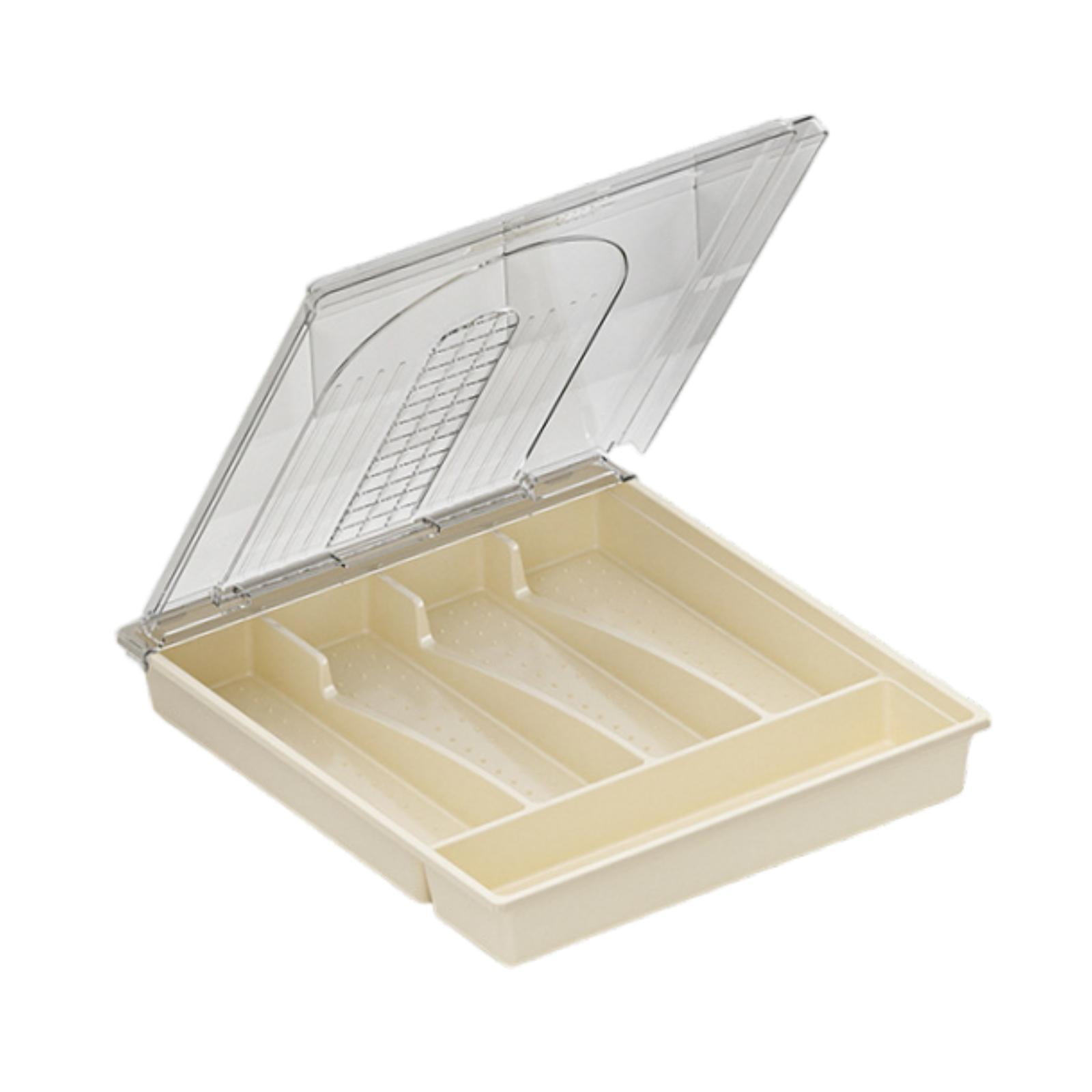 Magideal - Bandeja Para Cubiertos Bandeja Para Cubiertos Para Cajón Organizador De Cajones De Dormitorio Bandeja De Gran Capacidad Para Utensilios De Cocina Para Con Tapa Transparente