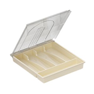 Magideal - Bandeja Para Cubiertos Bandeja Para Cubiertos Para Cajón Organizador De Cajones De Dormitorio Bandeja De Gran Capacidad Para Utensilios De Cocina Para Con Tapa Transparente