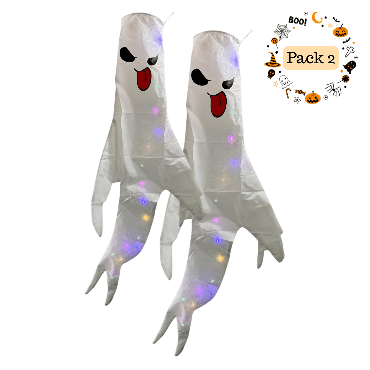 Genérico - Pack 2 Fantasma Colgante Led Interiores Luces Halloween 2025
