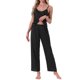 thumbnail image 2 of INSPIRE CHIC Conjunto de Ropa de Dormir de Satén para Mujeres 2 Piezas Cami Espagueti Sin Mangas Conjunto de Pijamas Sedosos con Pantalones Largos L Negro, 2 of 6