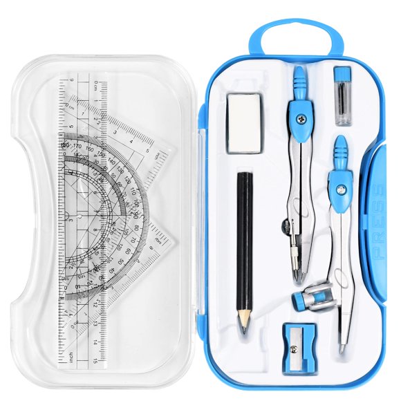 Kit de Geometría Unjoo 10 Piezas para Estudiantes - Azul