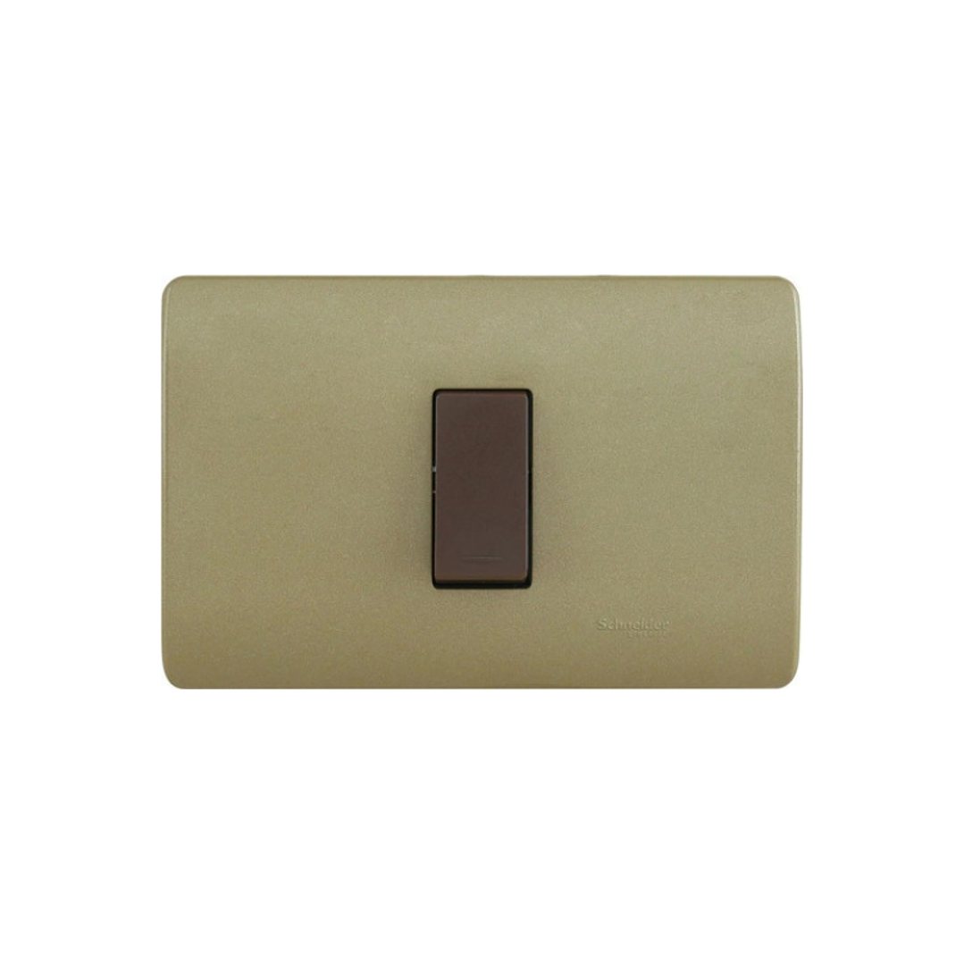 Schneider - Interruptor Simple Dorado/Café Genesis