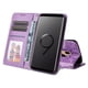 thumbnail image 3 of Funda tipo cartera FOXDOCK para Samsung Galaxy S9 , diseño girasol en relieve, cuero PU, cierre magnético, soporte y tarjetero, 3 of 5