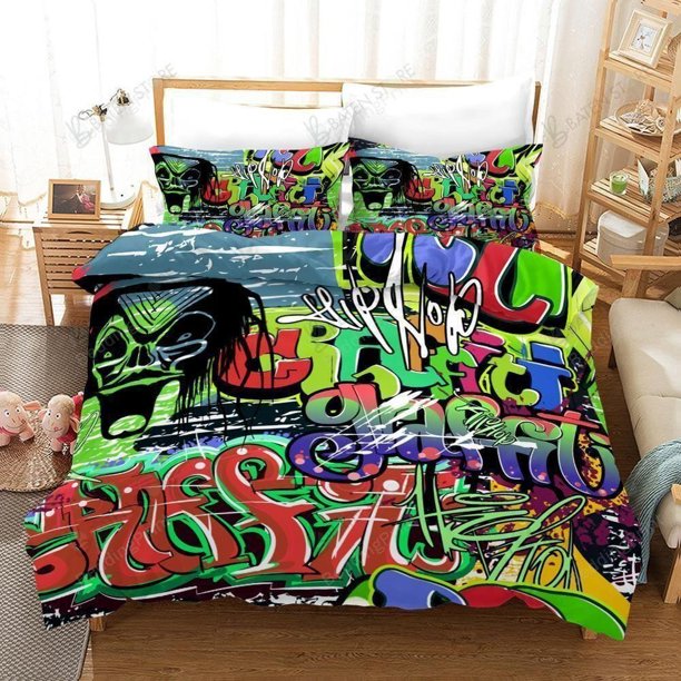 Super Cool Street Graffiti Gifts For Birthday Christmas Quilt Duvet Cover Set3-Piece Bedding Set