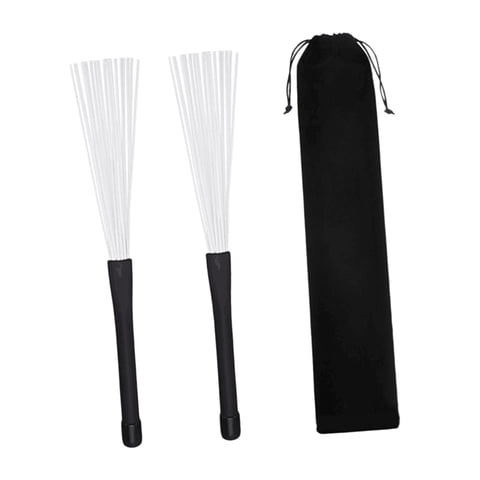 Bothyi - Cepillos Para Batería Cepillos De Alambre De Nailon Cepillos De Percusión Retráctiles Para Batería De Jazz Blanco