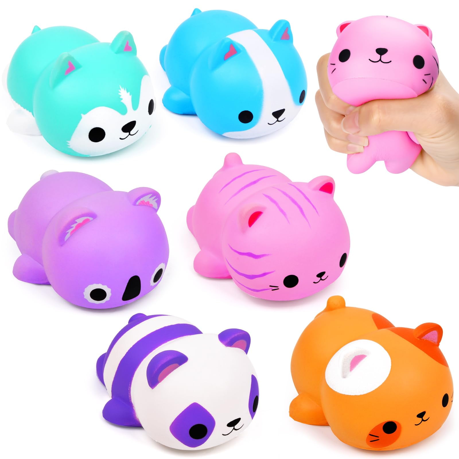 Pelotas Antiestrés Squishy Cat Fly2sky Slow Rising, 6 Unidades, Para Niños