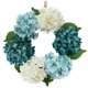 thumbnail image 4 of Anillo de guirnalda de flores falsas de hortensias de estilo europeo, guirnalda azul + blanco, 4 of 5
