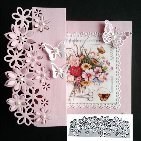 Moldes De Corte Metálicos De Flores Borde Y Hojas Para Scrapbooking