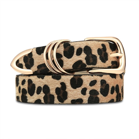 Cinturón RISANTRY 3 cm Estampado de Leopardo con Hebilla de Metal