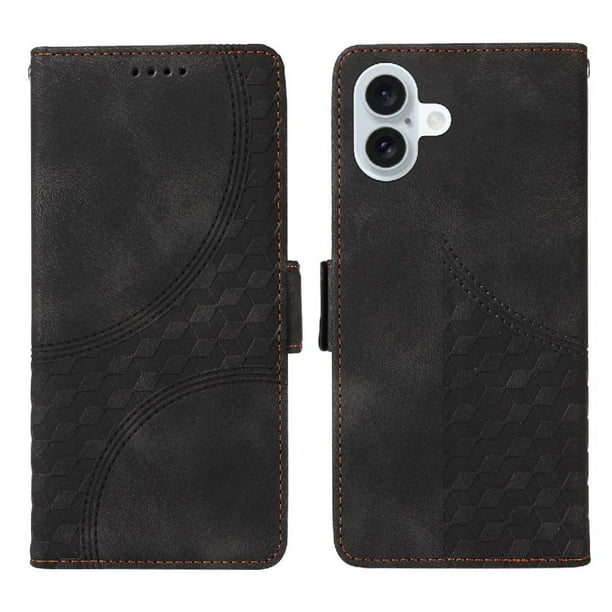 Carcasa FOXDOCK iPhone 16 Plus de cuero PU, diseño acolchado clásico, protección contra caídas y rayones