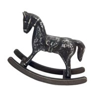 Magideal - Figura De Caballo Mecedor De Madera, Adorno De Mesa, Artesanía, Escultura De Animal De Madera Para Escritorio, Chimenea, Sala De Estar, Regalo De Cump Negro