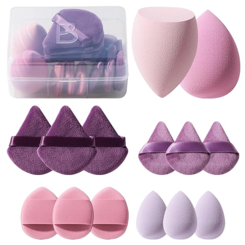 Set De Esponjas De Maquillaje Bs-Mall Triangle Puff, 14 Unidades Con Funda