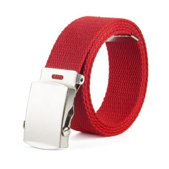Cinturón Militar Lona Nailon Hebilla Metalizada Básico 110cm rojo Talla Única