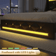 thumbnail image 3 of Full Size Bed Frame with LED Lights, Upholstered Bed Frame with Charging Station, Platform Bed with Diamond Headboard, Wooden Slats, No Box Spring Needed, Noise Free, Easy Assembly, Black, 3 of 3