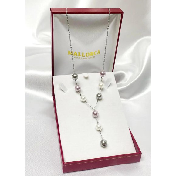 Collar Mallorca 10mm 45cm Mix Perlas Rosa, Gris Y Blancas Multicolor