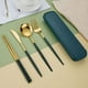 thumbnail image 1 of 5pcs/set, Cutlery, Coffee Spoon, Salad Fork, Steak Knife, Milk Spoon, Salad Fork, Meal Knife, Portable Chopsticks, Washable Dessert Spoon, Stainless Steel Flatware With Storage Box, Tableware For Rest, 1 of 5