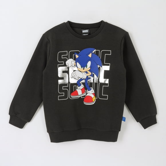 Polerón Cerrado Niño Sonic En Acción Negro Sonic