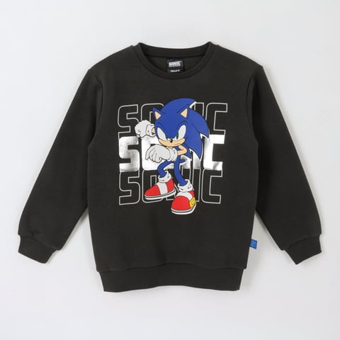 Polerón Cerrado Niño Sonic En Acción Negro Sonic