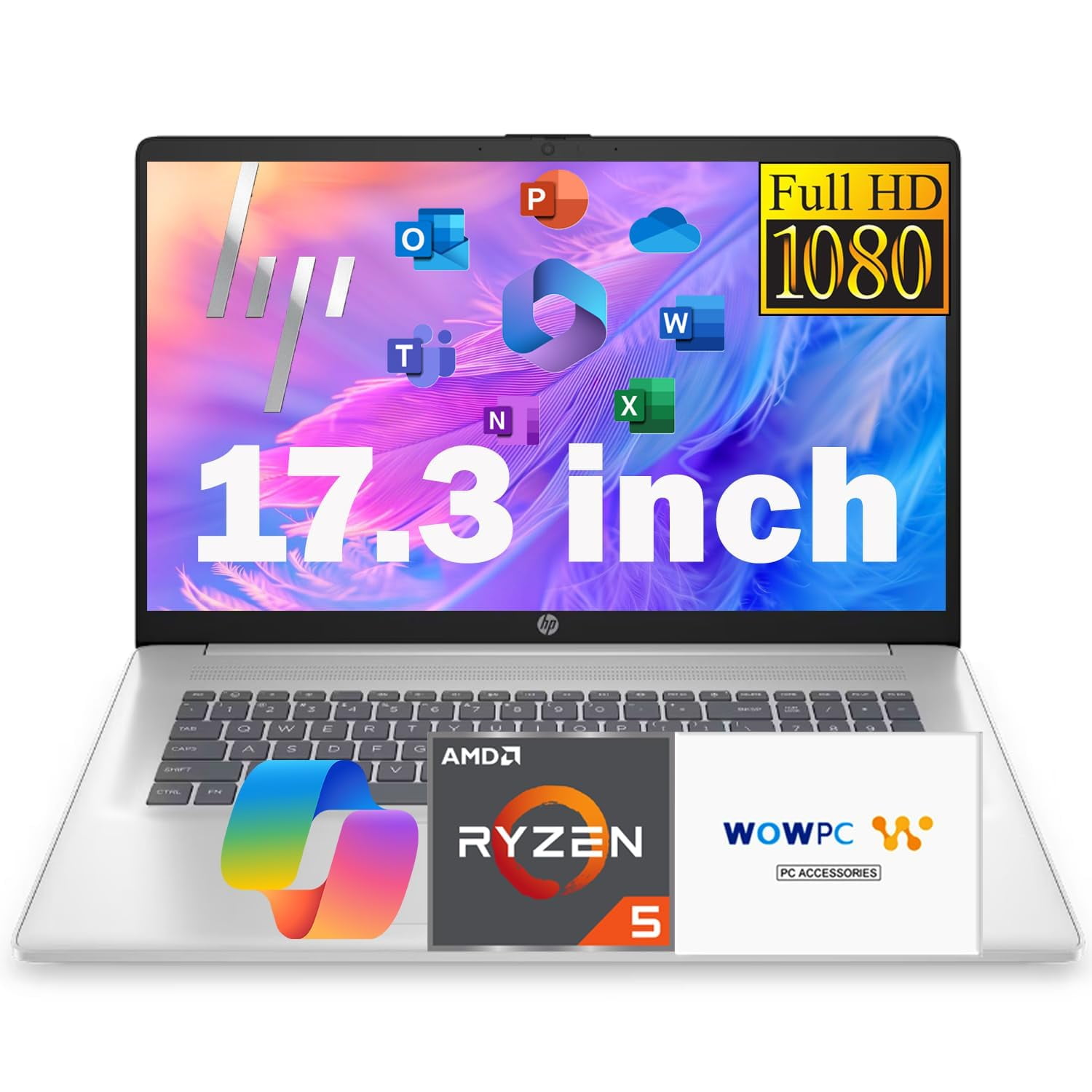 Ordenador Portátil Hp Ryzen 5 7430u Con Resolución Fhd De 17,3", 16 Gb De Ram, 1,12 Tb, Win11