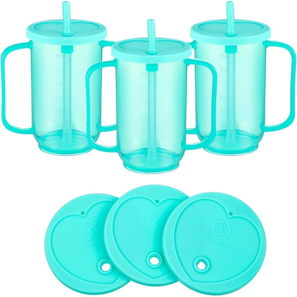 Vasos Sliner 350 ml Antiderrame con Bombilla y Manillas para Adultos