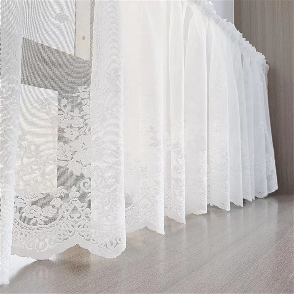 Xusx111 - Bordado Semi Sheer Café Cortina Red Encaje Cortina Cocina Café Comedor Dormitorio Ventana Valances ((blanco 100cm * 30cm)